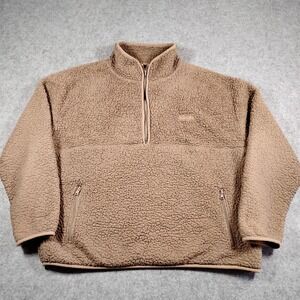 SKIMS Teddy Half Zip Pullover Fleece Jacket Camel Tan XL Women Relaxed Fit